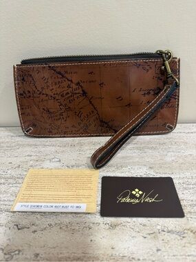 Patricia Nash St. Croce Map Wristlet in Riot Rust